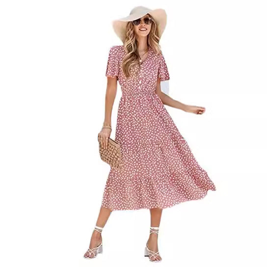 Damen Maxikleid A-Linie Rüschen Eveloria