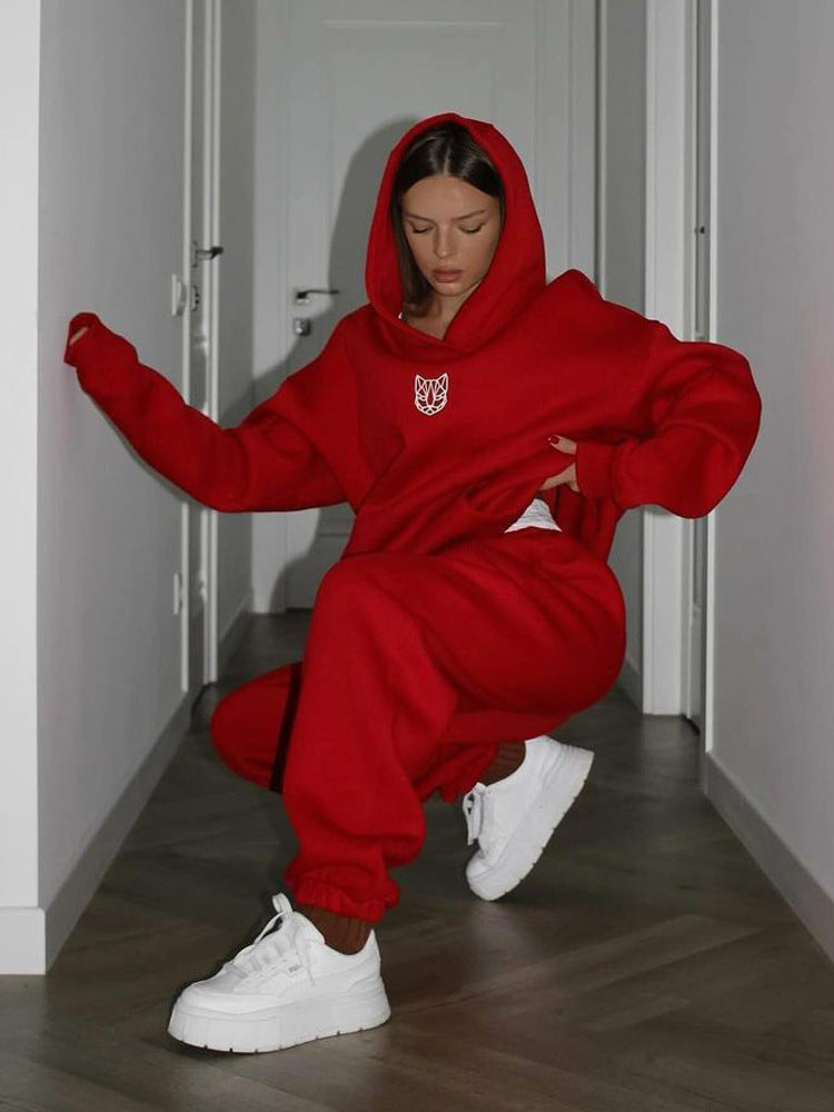 Damen Hoodie Jogginghose Set Elastischer Bund Praktische Taschen