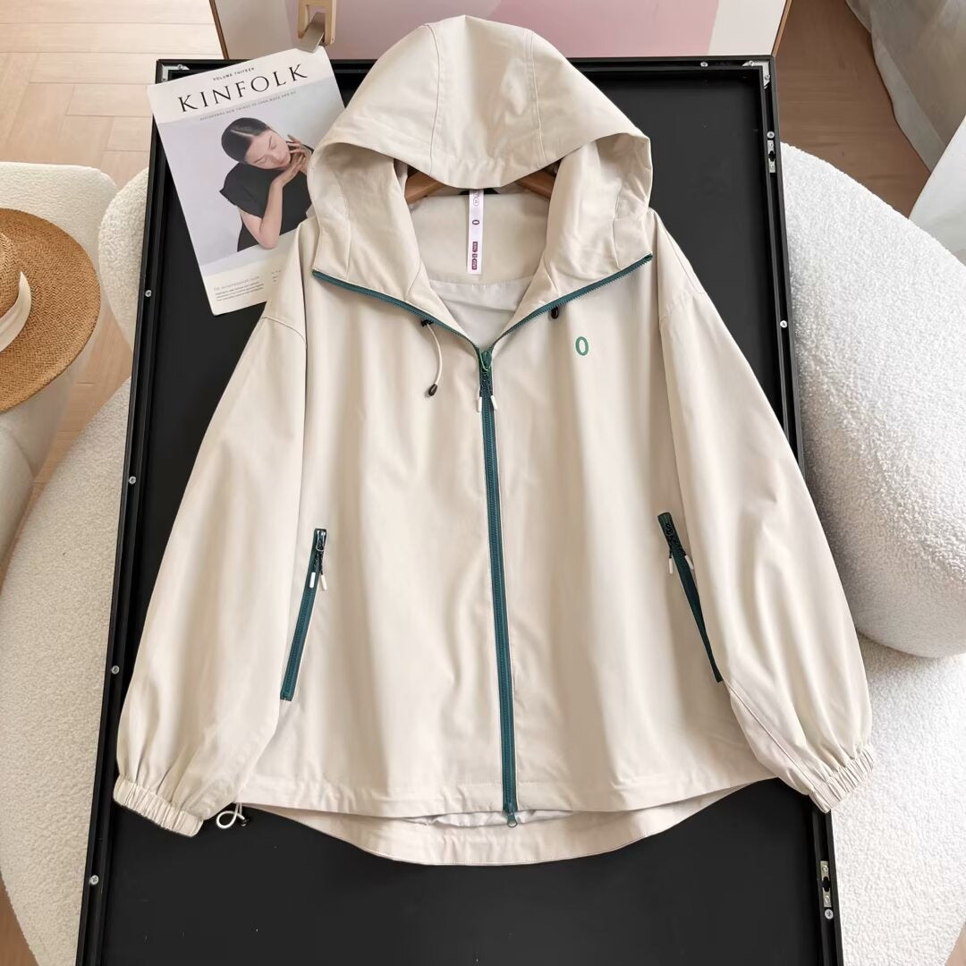 Damen Windbreaker-Jacke Leicht Seitliche Reißverschlusstaschen