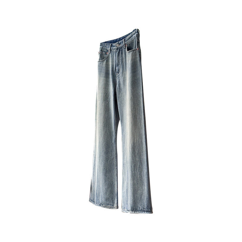 Eveloria Damen Highwaist Jeans Weit Denim Blau