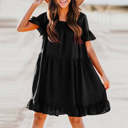 Damen Sommerkleid Rüschendetails Weite Ärmel Eveloria