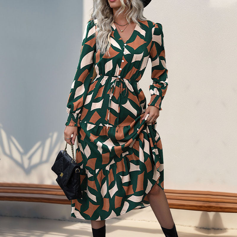 Damen Maxikleid Tailliert Muster Mix Eveloria - Eveloria