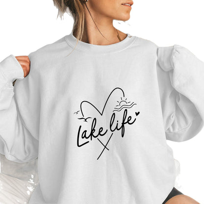 Damen Sweatshirt Kurzarm Herzmotiv Eveloria