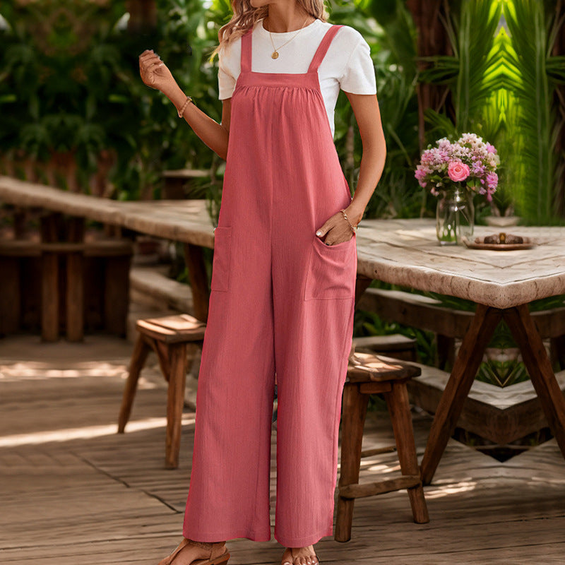 Damen Latzhose Weites Bein Praktische Taschen Eveloria