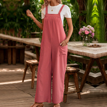 Damen Latzhose Weites Bein Praktische Taschen Eveloria
