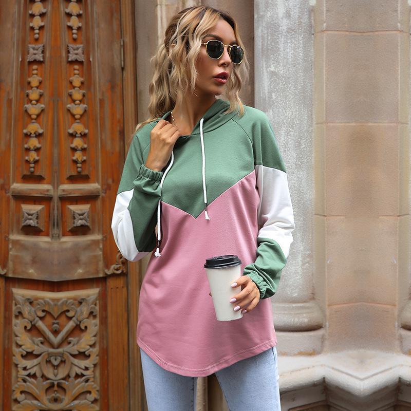 Damen Kapuzenpullover Modernes Farbblockdesign Eveloria