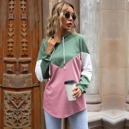 Damen Kapuzenpullover Modernes Farbblockdesign Eveloria