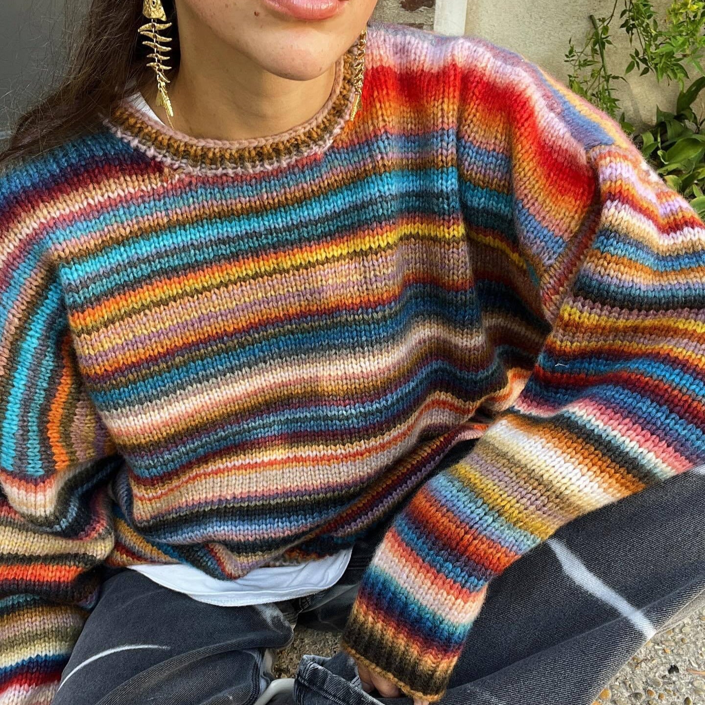 Damen Pullover Gestrickt Farbverlauf Eveloria