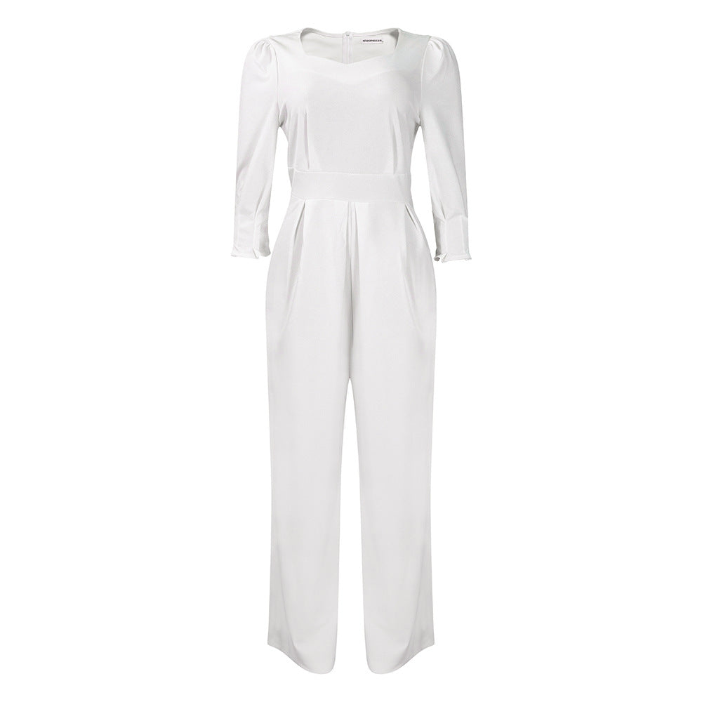 Damen Jumpsuit V-Ausschnitt Tailliert Eveloria