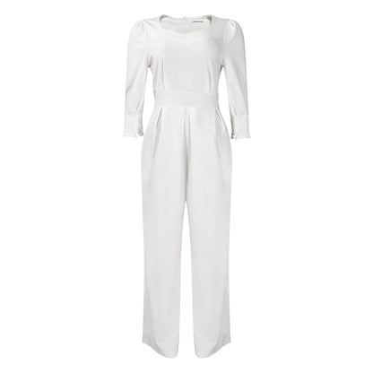 Damen Jumpsuit V-Ausschnitt Tailliert Eveloria