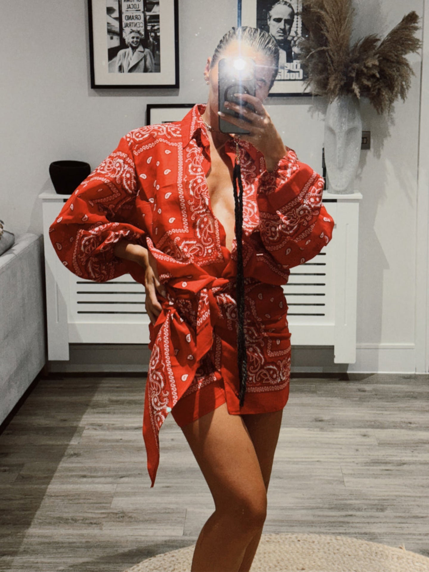 Damen Kimonojacke Bandana-Optik Tailliert