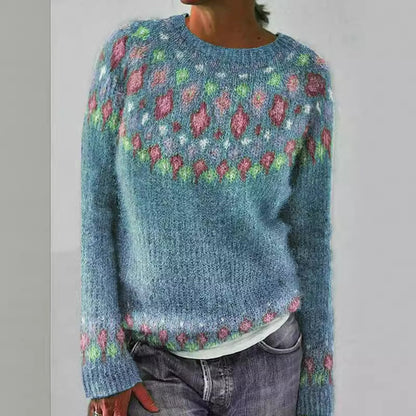 Damen Strickpullover Lebhaftes Muster Komfortabler Schnitt Eveloria