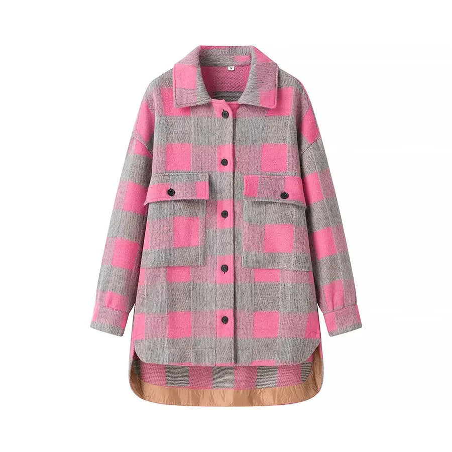 Damen Oversized Flanelljacke Karomuster Eveloria