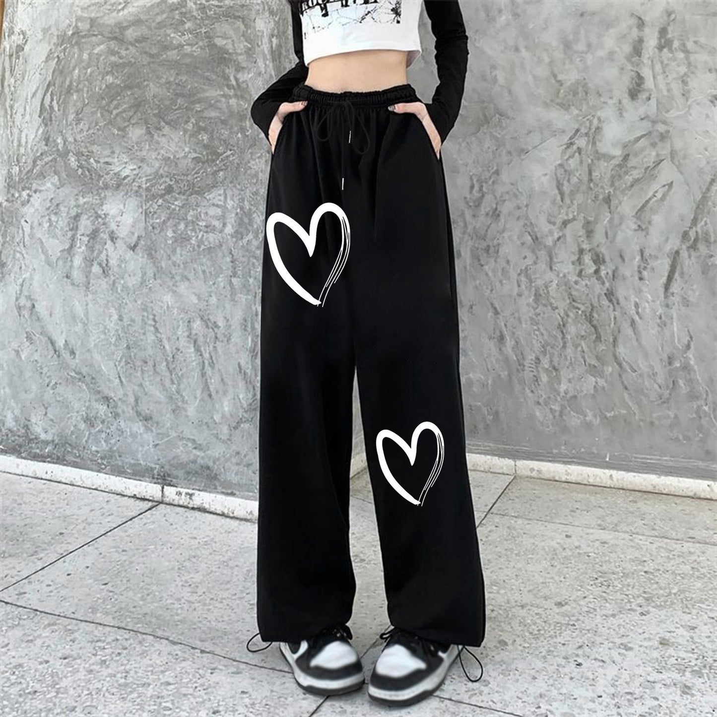 Damen Sweatpants Bequem Herzdruck Eveloria