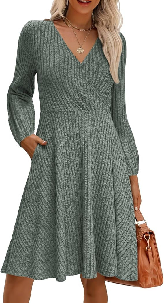 Damen Minikleid Viskose Strukturiert Voluminöse Ärmel Eveloria