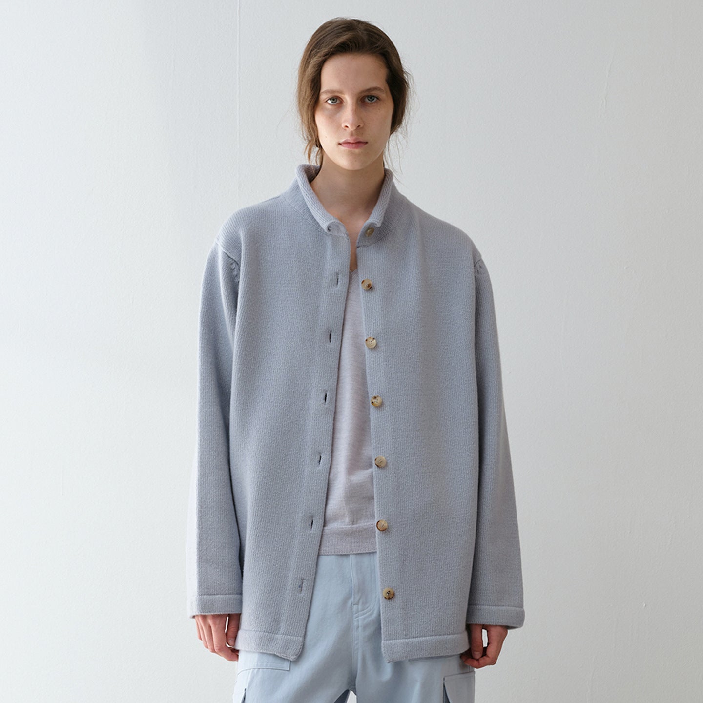 Damen Wolljacke Stehkragen Wärmend Anthrazit Eveloria