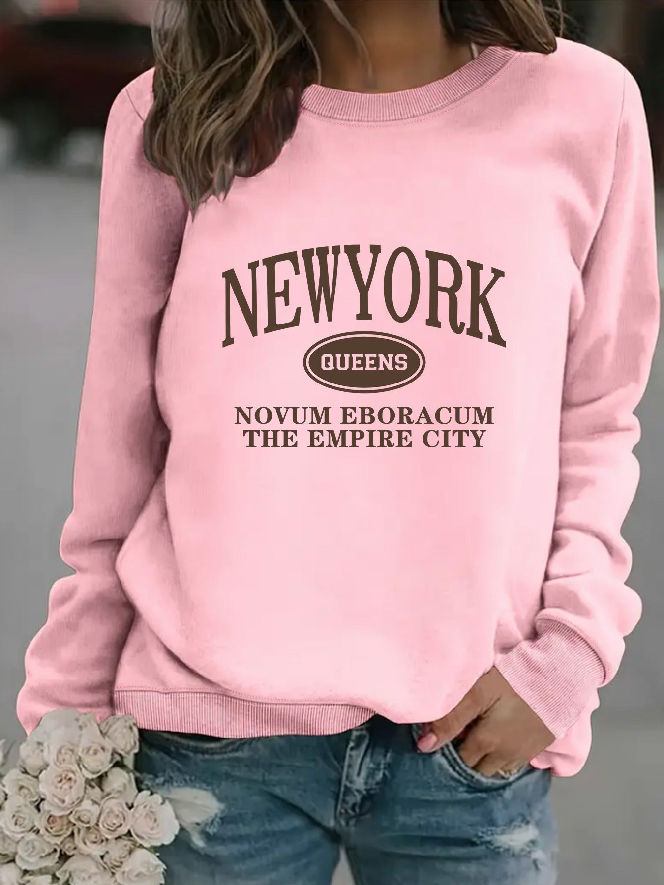 Damen Sweatshirt New Yorker Schriftzug Eveloria