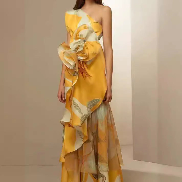 Damen Hochzeitskleid Asymmetrisch Florale Akzente Weiße Eveloria