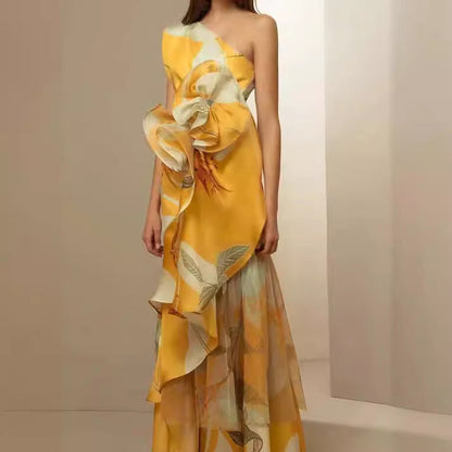 Damen Hochzeitskleid Asymmetrisch Florale Akzente Weiße Eveloria