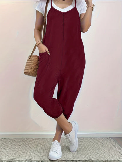Damen Jumpsuit Komfortpassform Praktische Taschen Eveloria