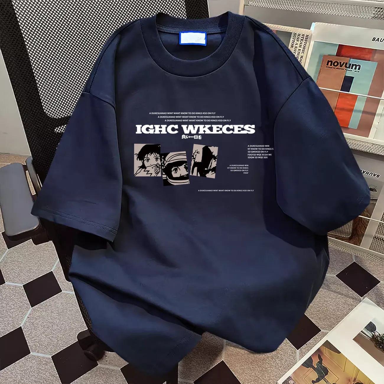 Damen Oversized Grafik T-Shirt Eveloria Weiß