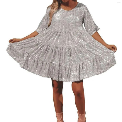 Damen Abendkleid Pailletten Eveloria Glitzer