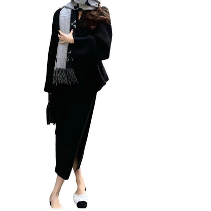 Damen Strickjacke Breiter Schalkragen Taillenbindung Eveloria