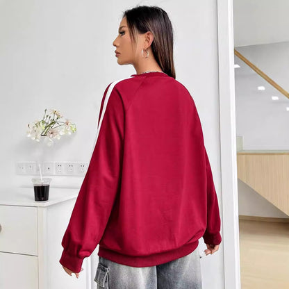 Damen Sweatshirt mit Grafiken Voluminöse Ärmel Beige