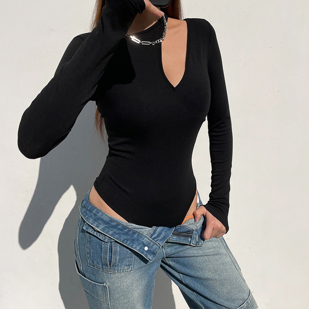 Damen Langarmshirt Asymmetrischer Ausschnitt Eveloria - Eveloria