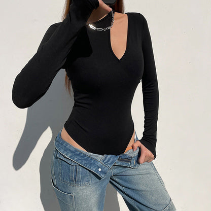 Damen Langarmshirt Asymmetrischer Ausschnitt Eveloria - Eveloria
