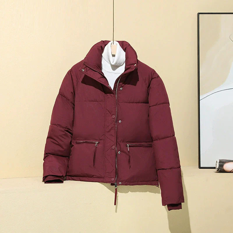 Damen Pufferjacke Gesteppt Isoliert Boxy Fit Schwarz - Eveloria
