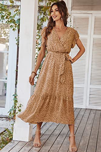 Damen Maxikleid V-Ausschnitt Schwingrock Eveloria
