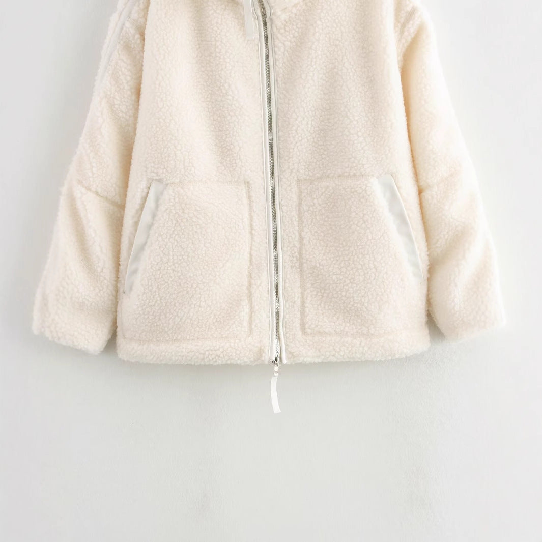 Damen Fleecejacke Hochkragen Praktische Taschen Grau Eveloria