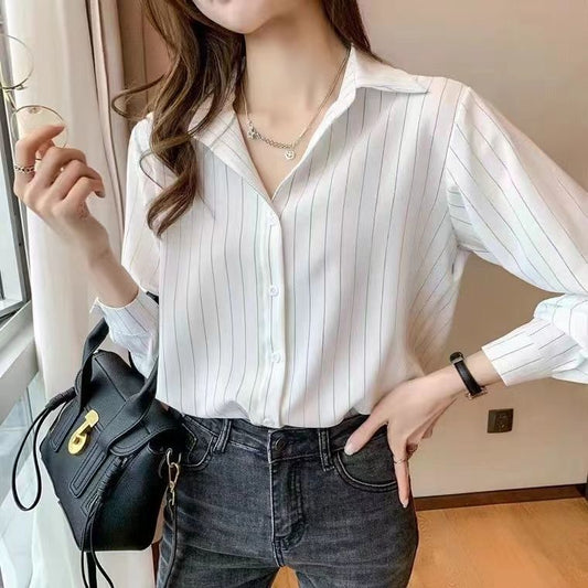 Damen Bluse Feines Streifenmuster Eveloria - Eveloria