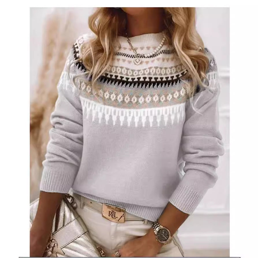 Damen Pullover Skandinavisches Strickdesign Verspieltes Muster
