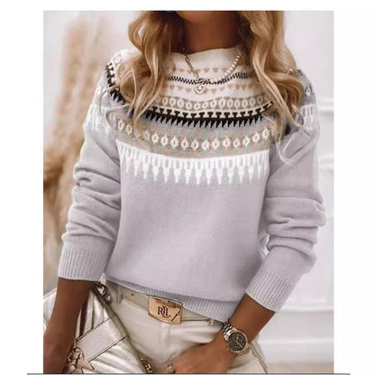 Damen Pullover Skandinavisches Strickdesign Verspieltes Muster