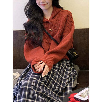 Damen Strickpullover Großer Kragen Eveloria