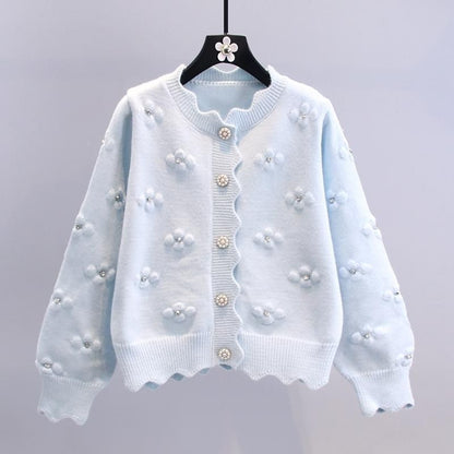 Damen Strickjacke Blumenapplikationen Kuscheljacke Eveloria