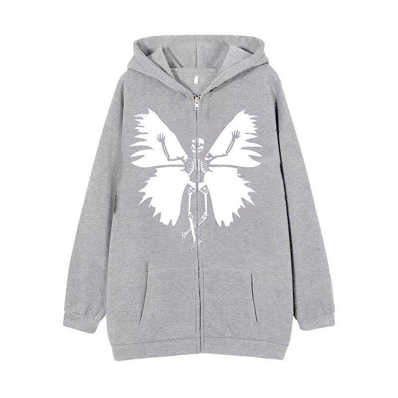 Damen Hoodie Skelett Schmetterling Motiv Eveloria
