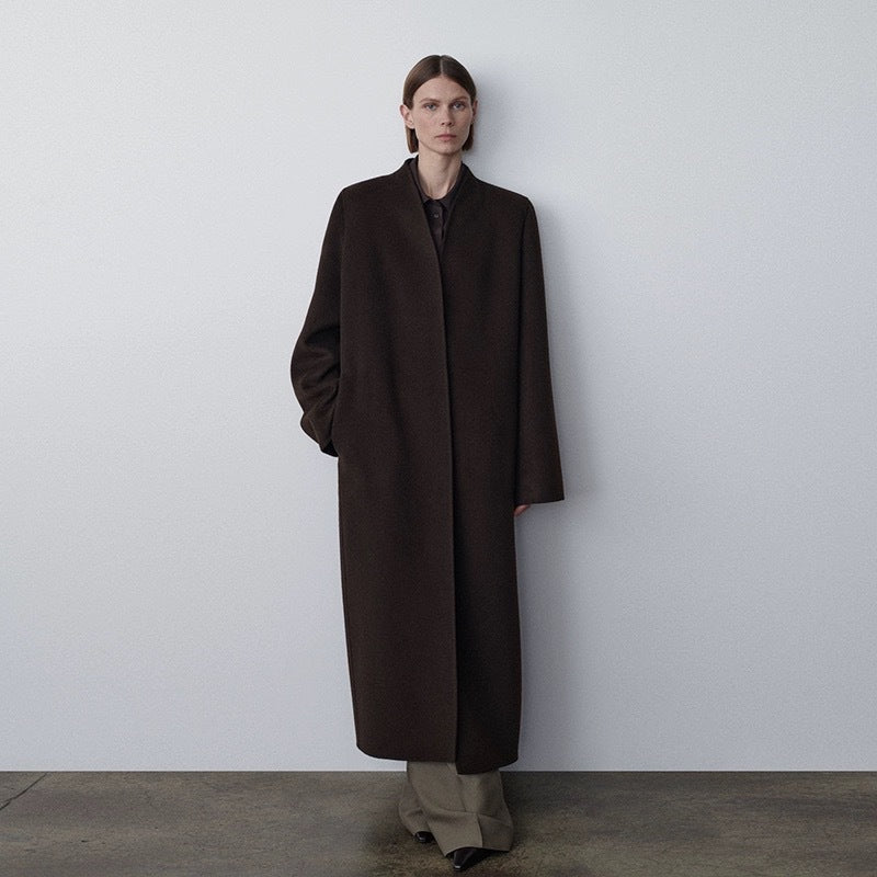 Damen Oversized Trenchcoat Wollmix Schwarz Eveloria - Eveloria