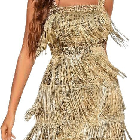 Damen Minikleid mit Paillettenbesatz und schulterfreiem Design