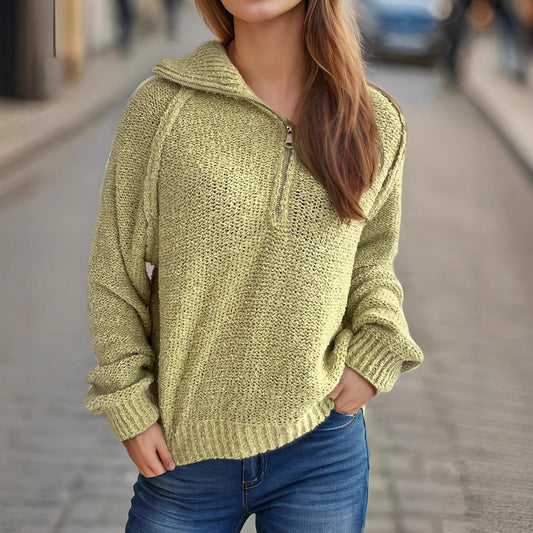 Damen Strickpullover Oversized Ärmel Hochschließend Eveloria - Eveloria