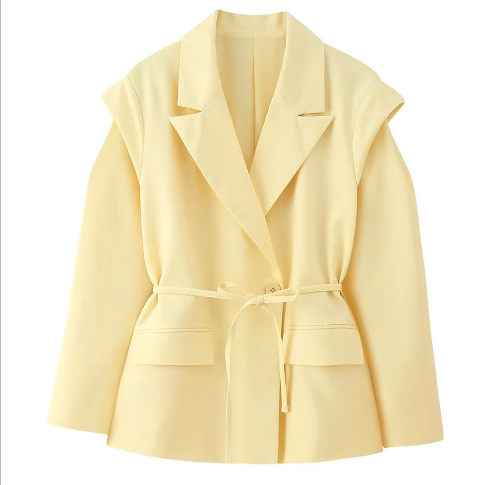 Damen Blazerjacke Tailliert Bindegürtel Eveloria