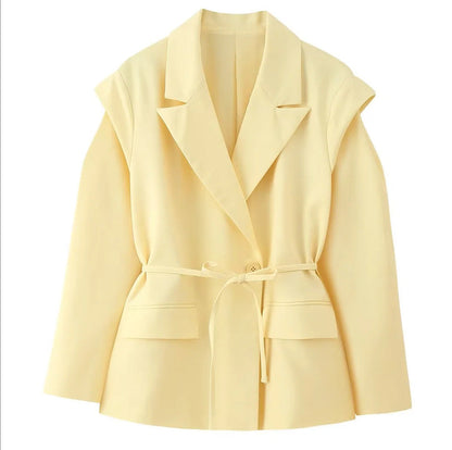 Damen Blazerjacke Tailliert Bindegürtel Eveloria