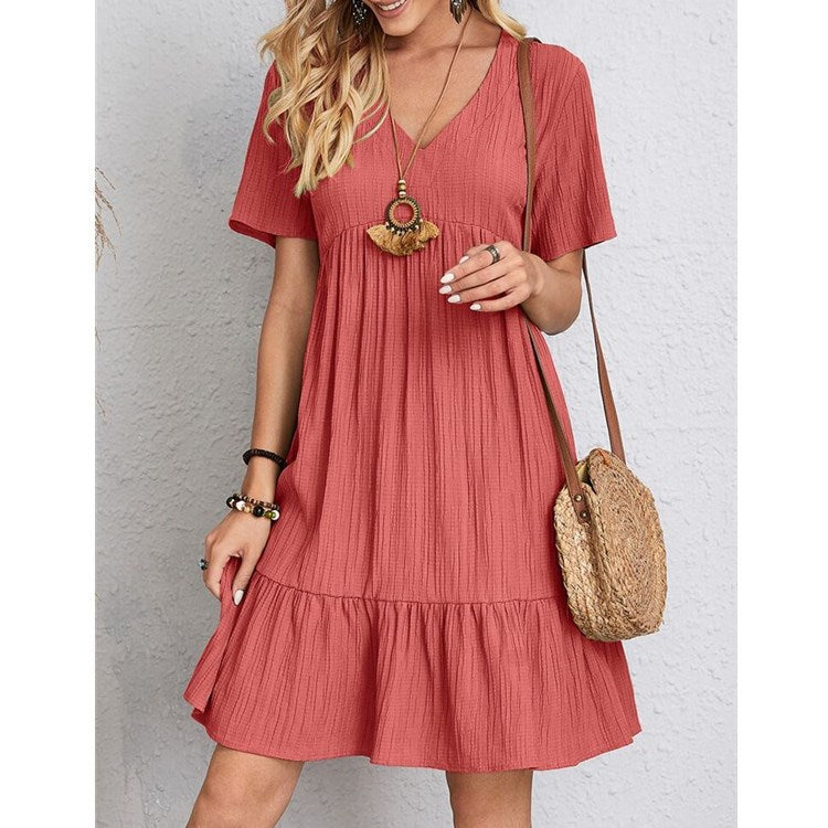 Damen Viskose-Kleid Lässig Raffungen Weites Design