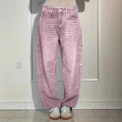 Damen Glitzer-Jeans Baggy-Style Eveloria