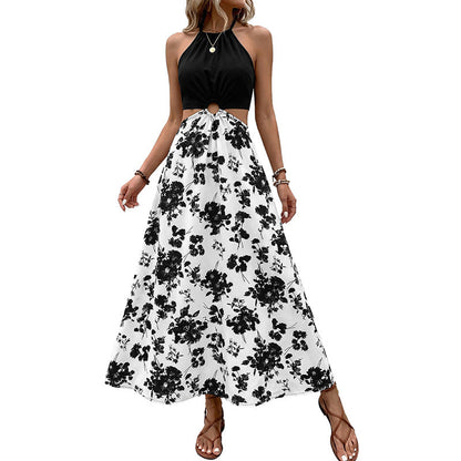 Damen Maxikleid Luftig Rüschendetails V-Ausschnitt Eveloria