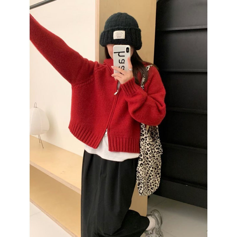 Damen Hoodie-Cardigan Kuschelig Reißverschluss Große Taschen Grau
