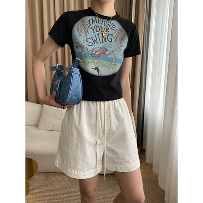 Damen T-Shirt und Shorts Set mit Grafiken