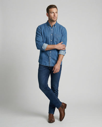 Herren Langarmhemd aus Jeans Regular Fit